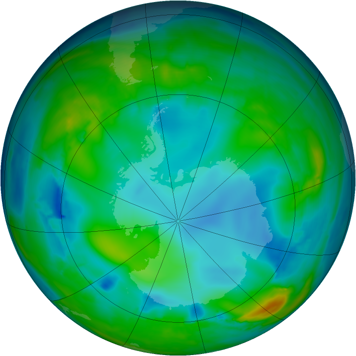 Antarctic ozone map for 25 July 2008